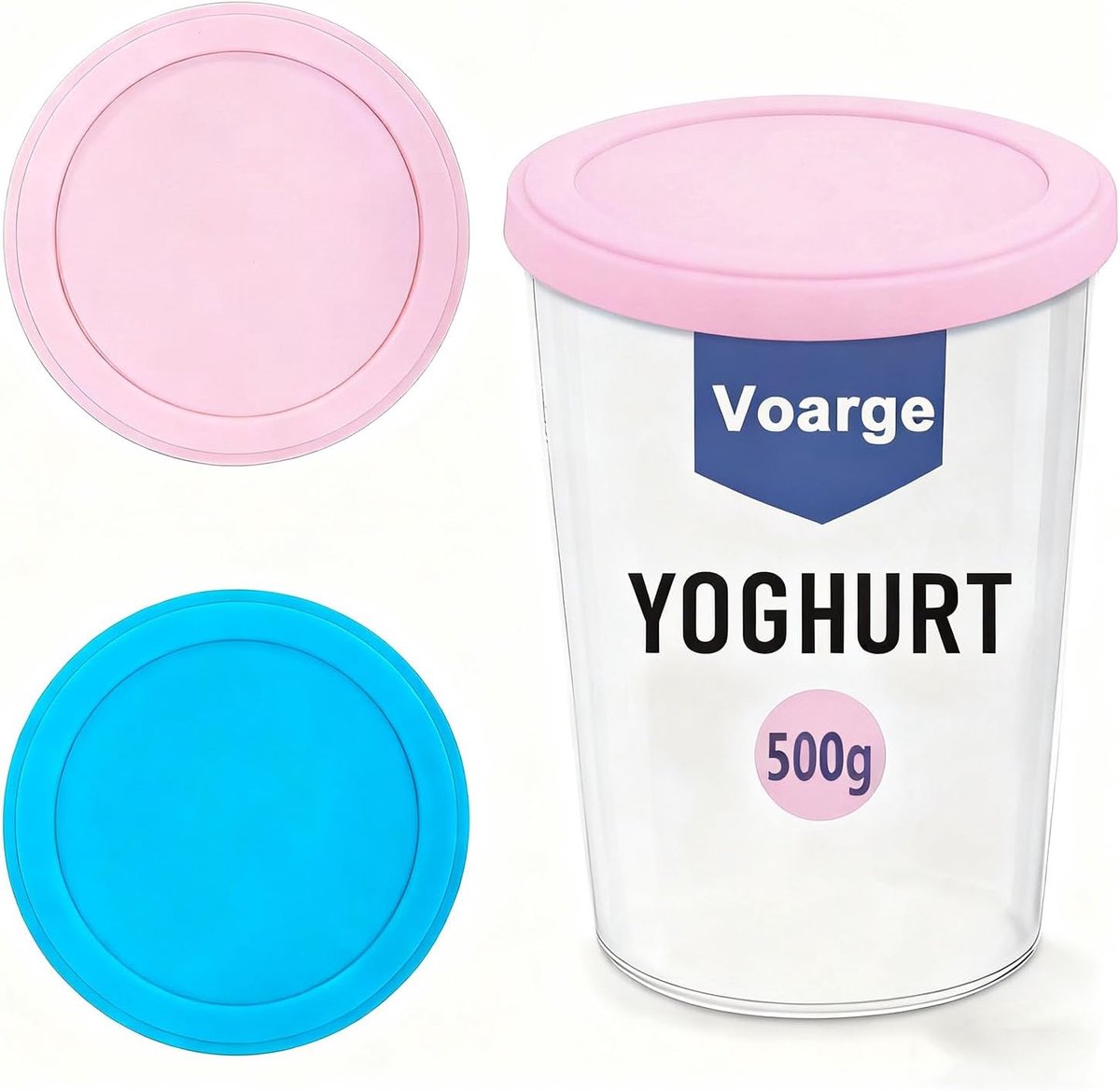 SnelShoppen - 2x Herbruikbare Siliconen Deksel, Universele Lids voor 150-500g Yoghurtbekers, Lekvrij en Luchtdicht, Keukenaccessoires voor Yoghurt en