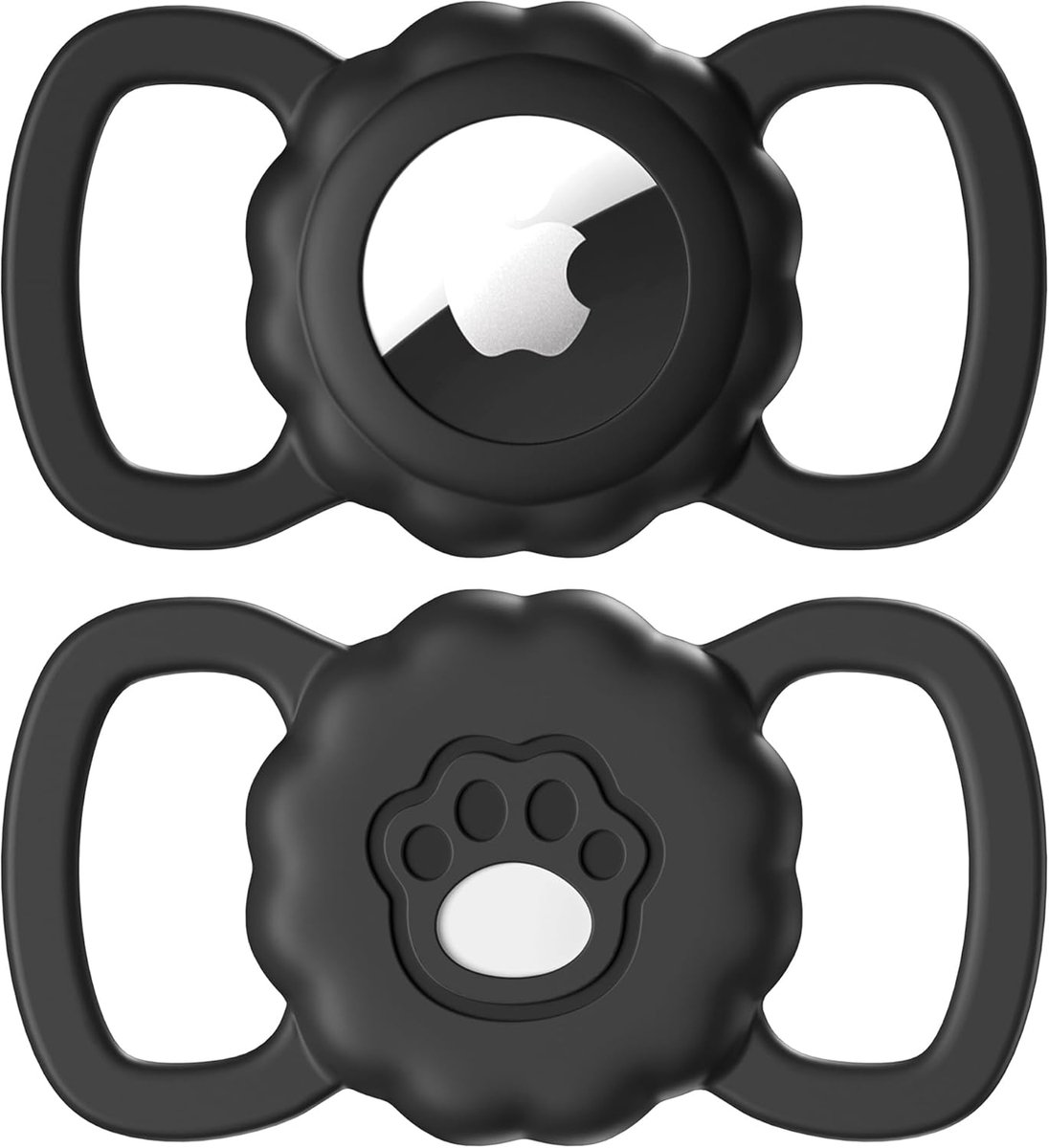 SnelShoppen - 2 Pack AirTag Hondenhalsband voor Dieren, Waterdichte Silicone Bescherming met Pootpatroon, Geschikt voor Apple AirTag GPS Tracker, Ster