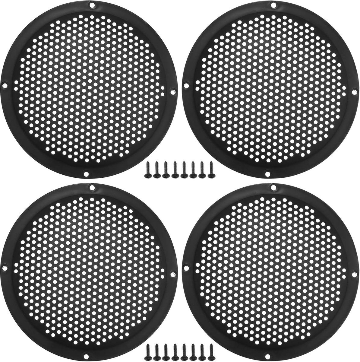 SnelShoppen - 6" Speaker Grille Covers - Universele ABS Zwarte Speaker Beschermers - Set van 4 - Voor Auto en Thuis Audio Systemen