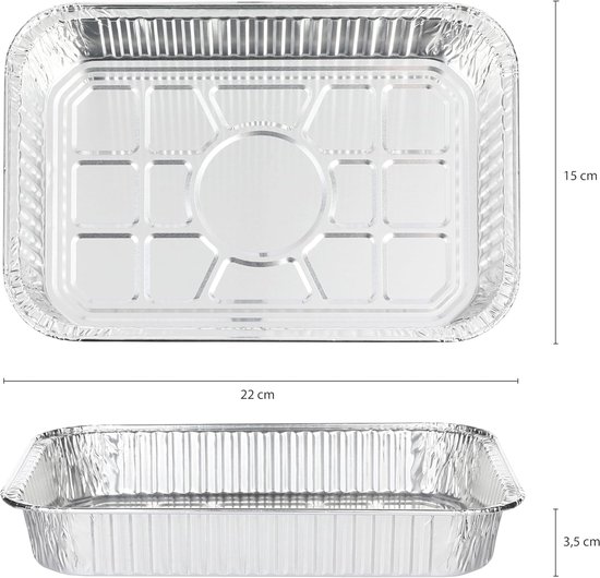 Aluminium Lekbakken voor Gasgrills en Elektrische Grills - 25 Stuks, 22 x 15 cm — afbeelding 3