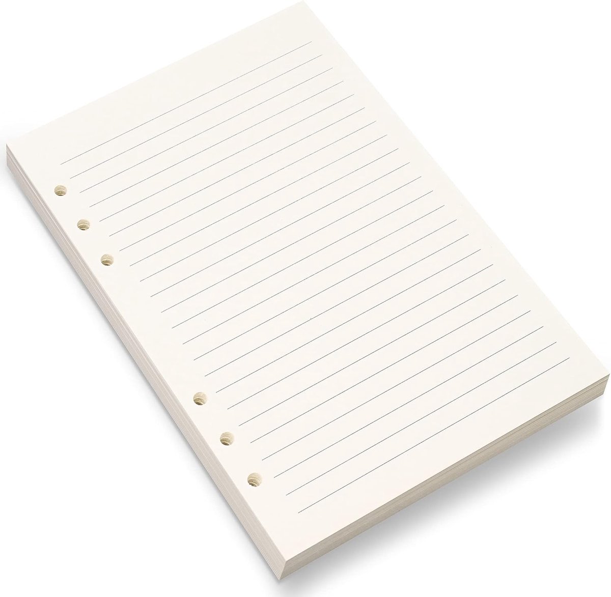 SnelShoppen - A5 Lined Paper 6 Holes Refill Paper voor Planner, 80 Vel 100GSM, Beige, 8mm Regelafstand, Geschikt voor Fountain Pen, 5.6 x 8.3 inch