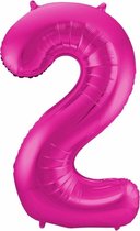 Cijfer 2 ballon roze 86 cm