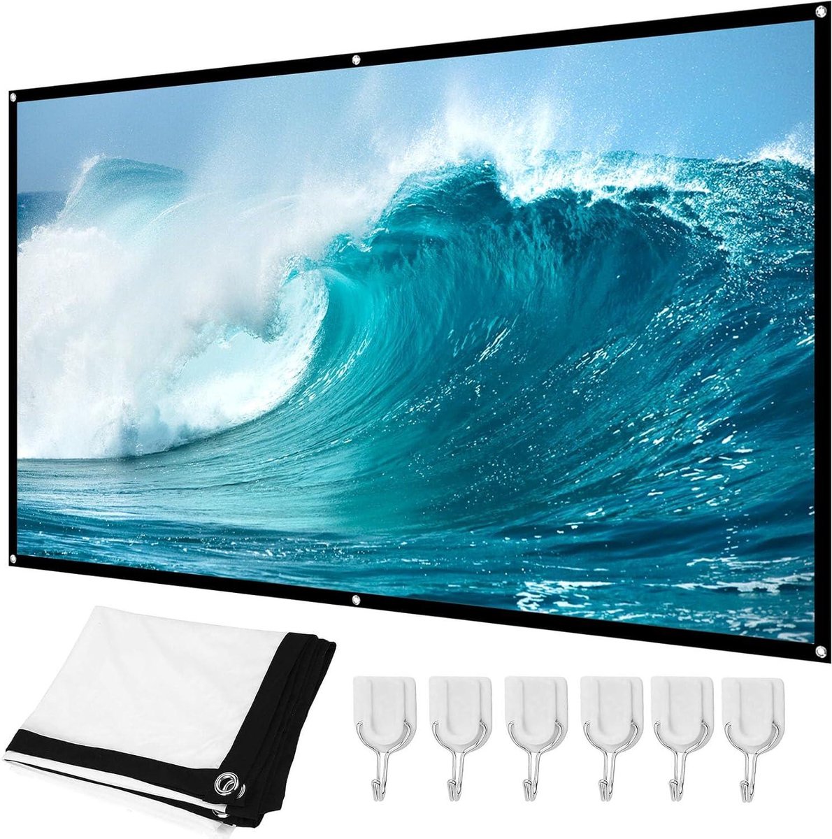 Projectiescherm - Scherm gordijn - Thuisbioscoop maken - HD en 3D weergave - 84 inch - Wit