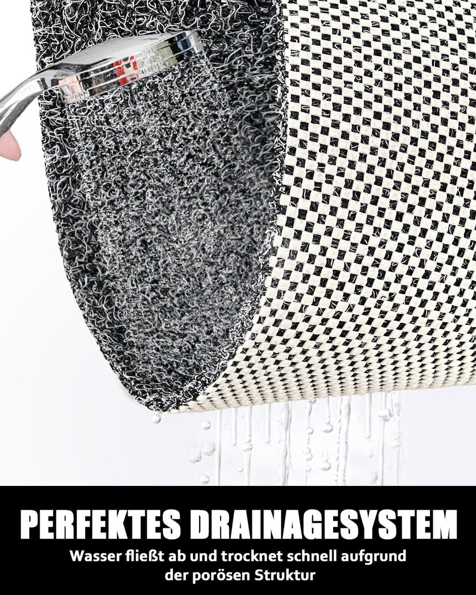 SnelShoppen - Extra Grote Antislip Douchemat 80 x 100 cm - Veiligheid Badmat met Afvoergaten, Zachte Comfort PVC-Luffa Massage Douchemat voor Snelle D