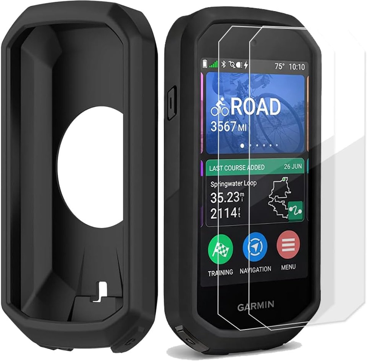 SnelShoppen - Beschermhoesje voor Garmin Edge 1050, Zachte Siliconen Hoes, Schokbestendig, Inclusief 2 Dunne Folies, Zwart, Voor GPS Fietsen en Toeren