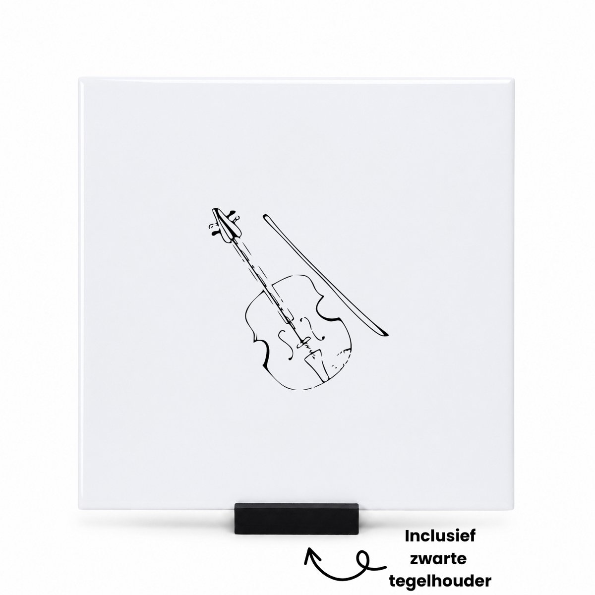 Hacebo Viool tegeltje met tegelhouder - Viool - Beste viool speler - tegeltjes met tekst - Cadeau - Muziek accessoires - viool - Vioolsnaren - spreuktegels - 15x15 CM Wit