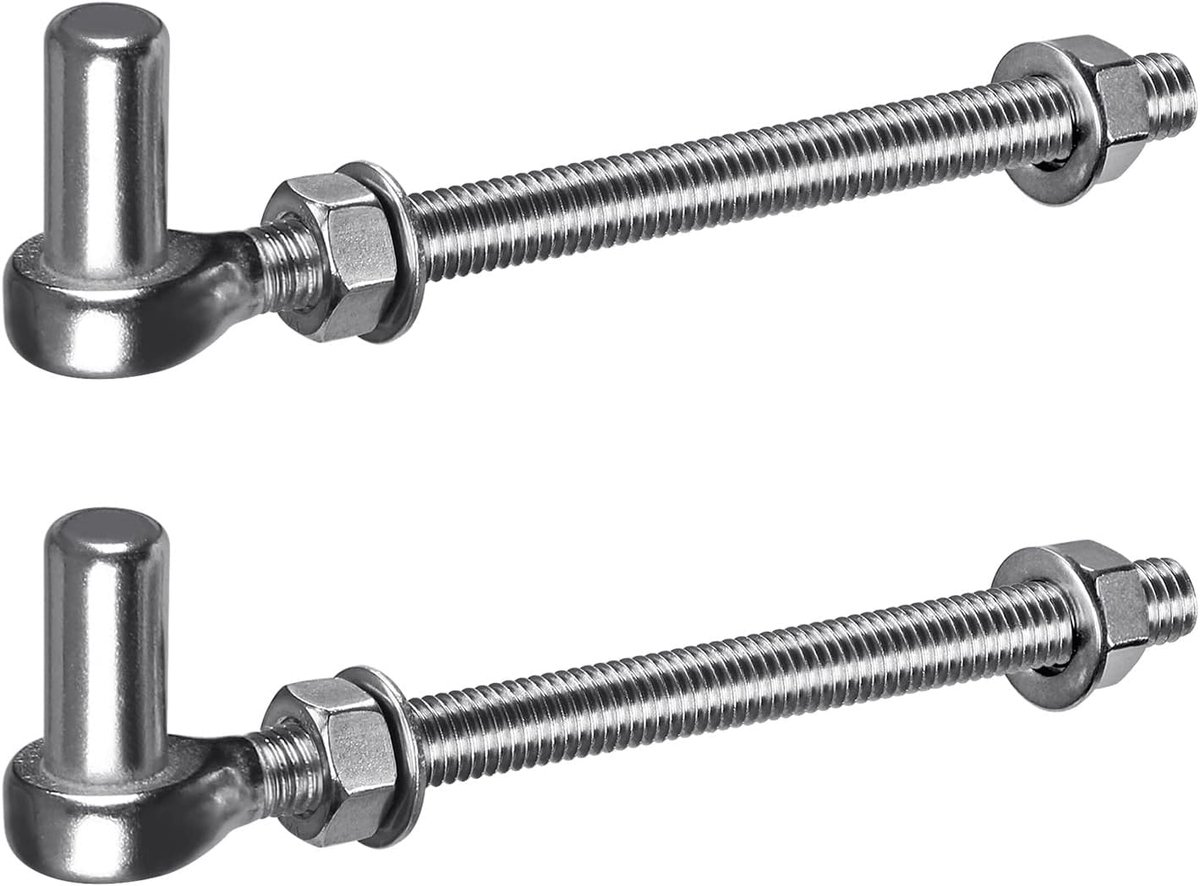 SnelShoppen - J-bolt Doornscharnier 12mm x 200mm, RVS Scharnier voor Poorten en Hekken, Ideaal voor Metalen Boerderijpoorten, Robuust en Duurzaam