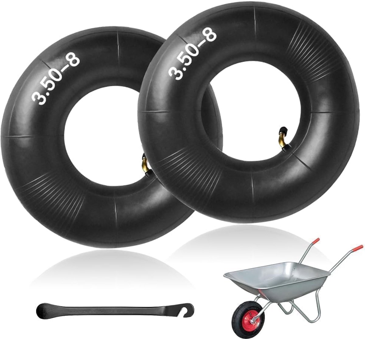 SnelShoppen - 2Pcs 3.50-8 Binnenbanden voor Tuinwagens, Vervangingsbanden voor Hooivork, Hoge Druk, Explosieveilig, Perfect voor Grasmaaier en Tuintra