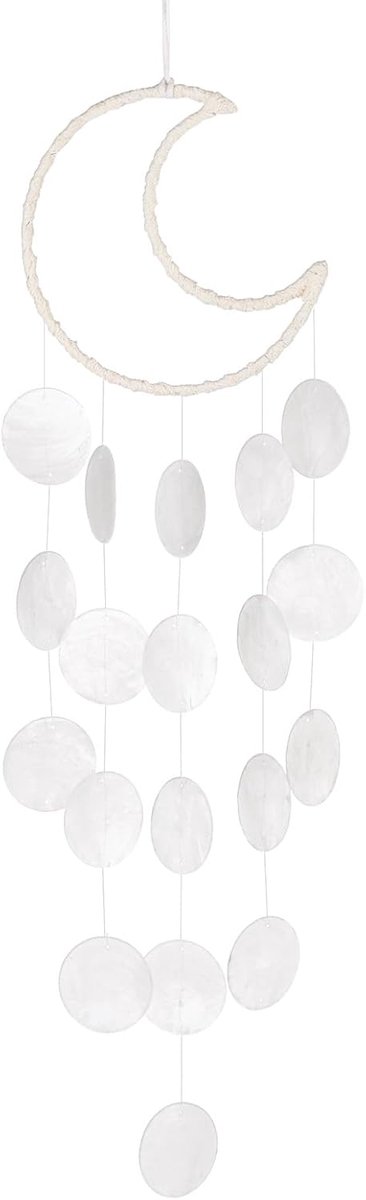 SnelShoppen - Decoratieve Schelpen Windgong voor Buiten - Handgemaakte Zeeglas Windchimes - Perfect voor Tuin, Terras, Porch Decor, Wit