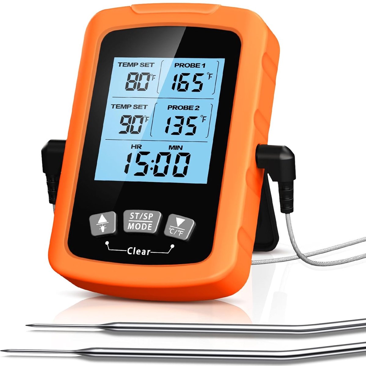 SnelShoppen - Digitale Vlees Thermometer - Snelle & Nauwkeurige Oven Thermometer met 2 RVS Probes, BBQ Thermometer met Timer, LCD Scherm voor Koken, B