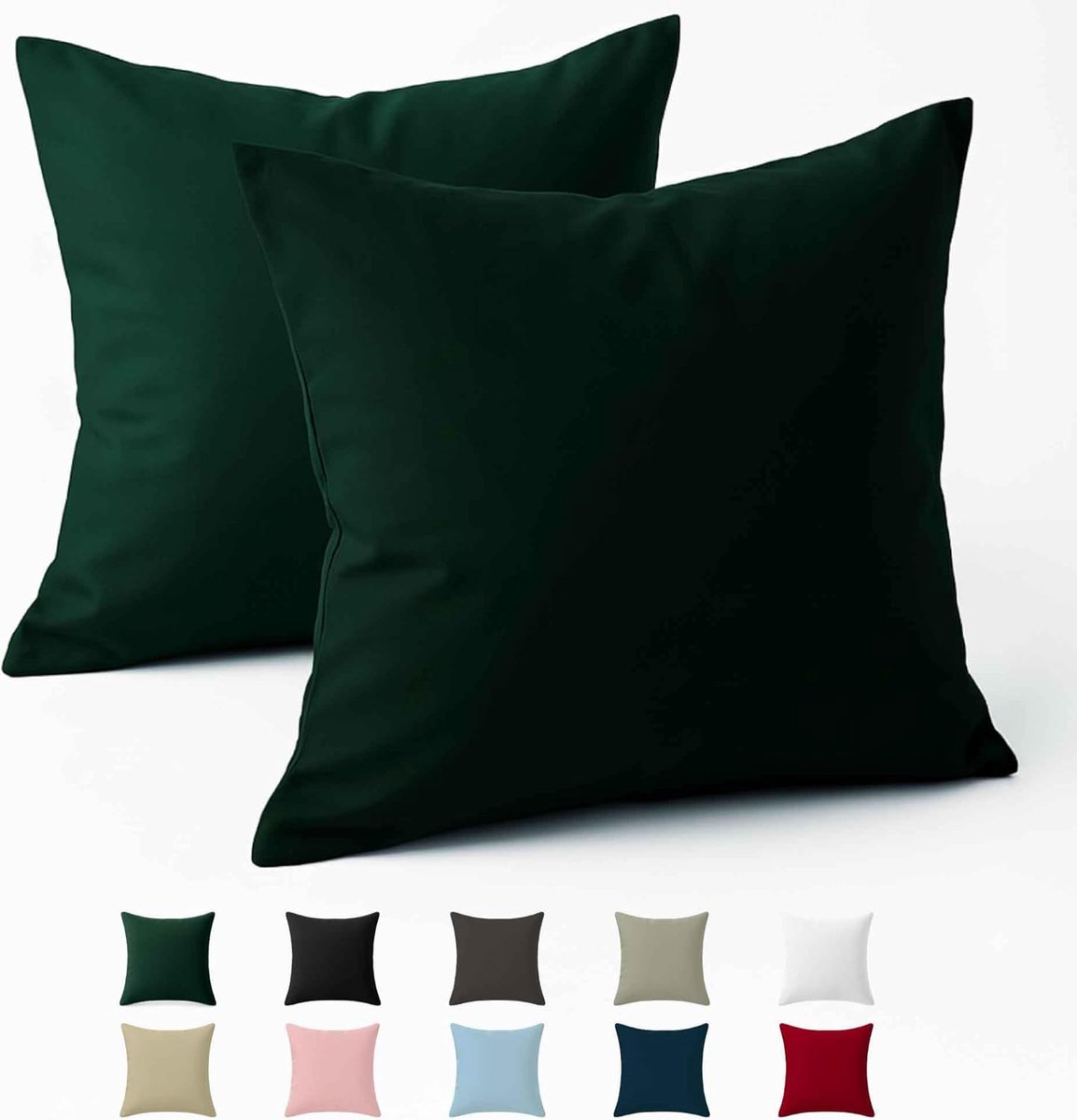 SnelShoppen - Set van 2 Kussens 50x50 cm - Groene Kussenslopen van Versterkt Katoen - Ademend en Duurzaam - Perfect voor Tuin, Woonkamer en Kamperen