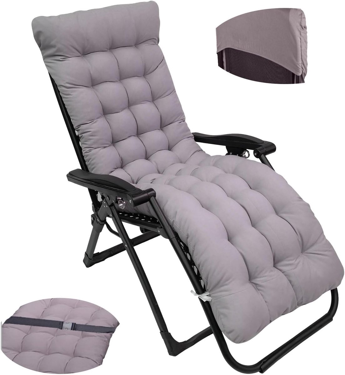 SnelShoppen - Tuin Lounge Kussen Hoge Rug Kussen Antislip Stoelkussen 8 cm Extra Dikke Zitkussen met Strik voor Binnen Buiten Zonnebed Schommelstoel (