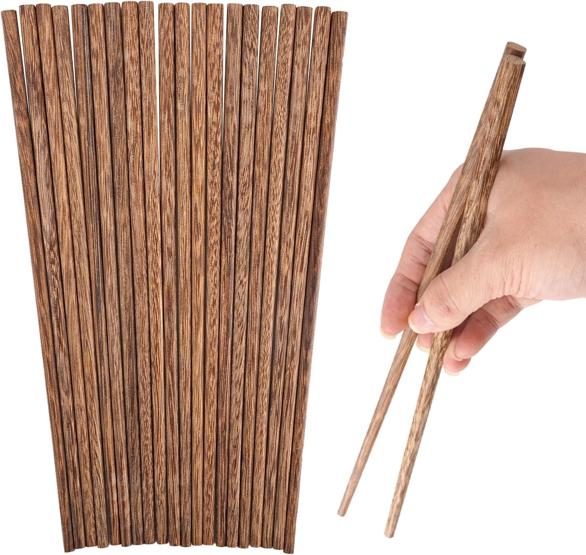 SnelShoppen - 10 Pairs Houten Chopsticks, Herbruikbare Bamboo Chopsticks, Japanse Stijl, Vaatwasserbestendig, Natuurlijke Wingnut Hout, Voor Keuken en