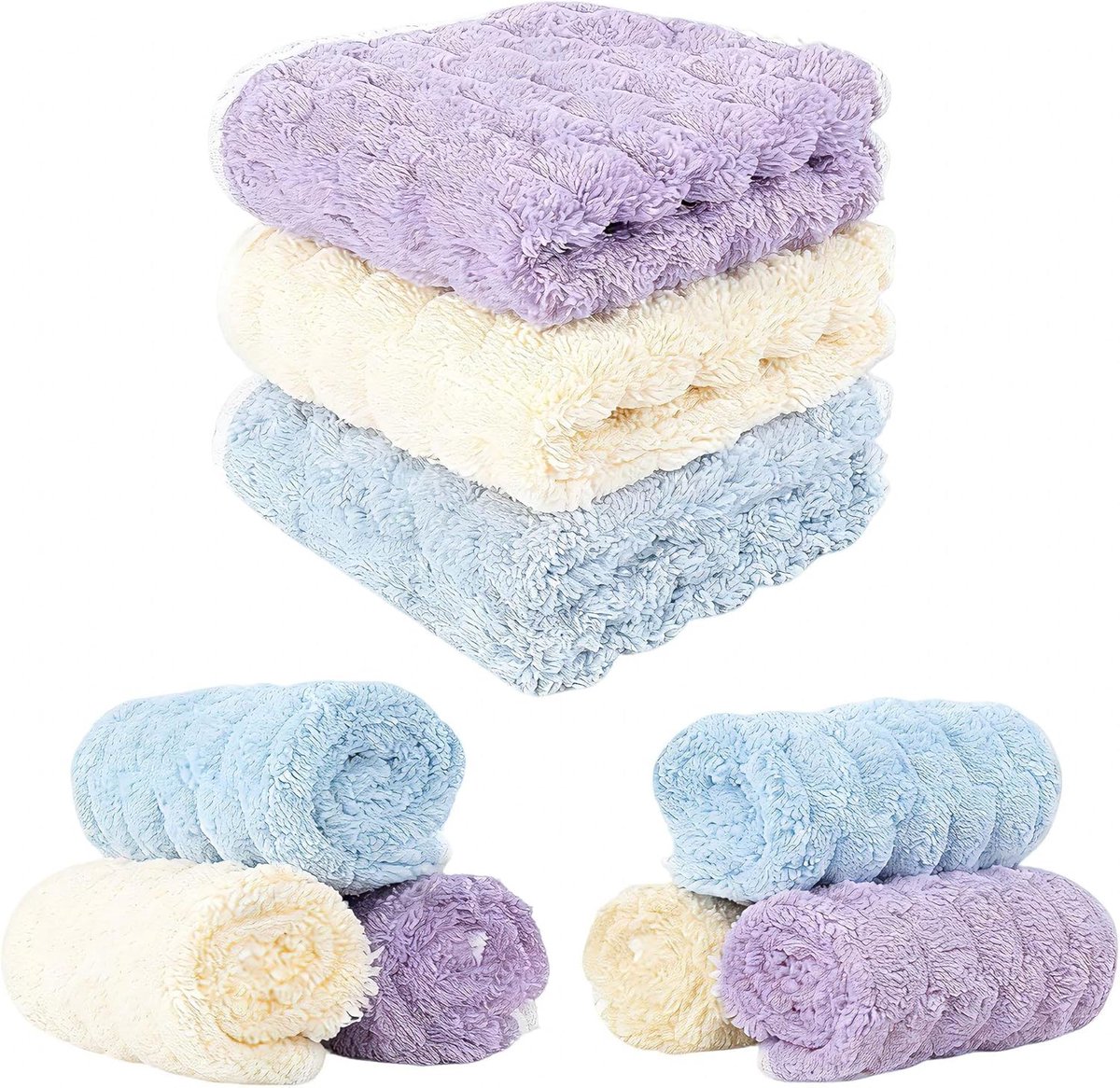 SnelShoppen - Flanellen Gezichtsdoek Set van 6 - Herbruikbare Microvezel Make-up Remover Doeken - Ultra Zacht en Absorberend - Ideaal voor Gezichtsrei