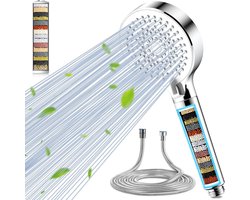 SnelShoppen - Magichome Douchekop met Slang, 5 Jettypes, Waterbesparend, Drukverhogend, 20-Fasen Filtratiesysteem met Mineralen Steentjes