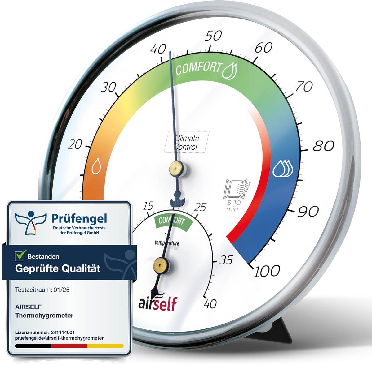 Thijox - Analoge Thermo-Hygrometer voor Binnen - Kamertemperatuur- en Vochtigheidsmeter met Comfortzoneaanduiding - Ideaal voor Keuken, Woonkamer, Bad