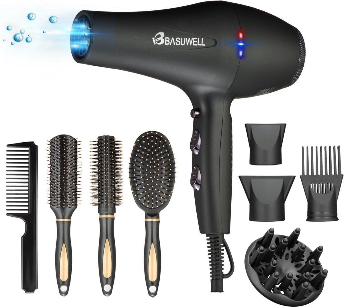 Thijox - Professionele Föhn met Ionen Technologie - 2400W Haardroger met 2 Snelheden, 3 Warmte-instellingen, 2 Concentrators, 4 Kammen en 1 Diffuser -