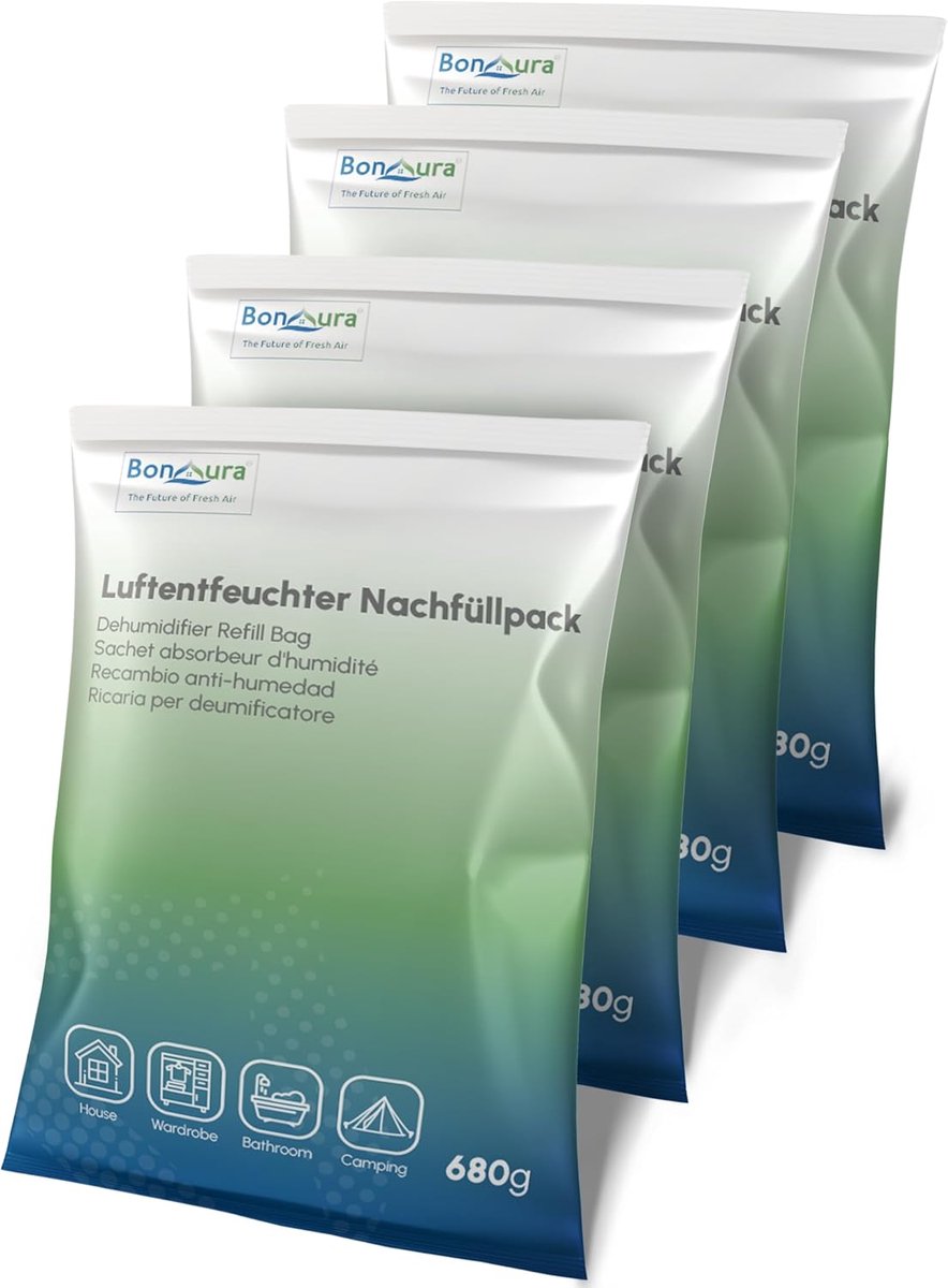 Thijox - Luchtontvochtiger Granulaat Navulverpakking 4 x 680 g - Vochtstopper voor Kamerontvochtiger - Duurzame Droge Lucht - Ideaal voor Huis en Kant