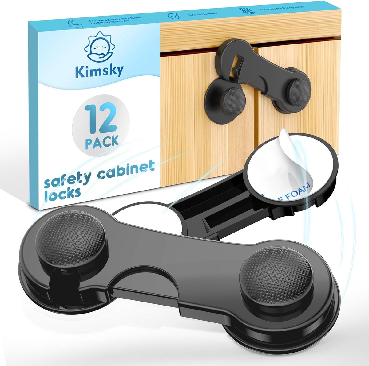 Thijox - Kimsky Kinderbeveiliging - 12 stuks Kastbeveiliging, Ladebeveiliging voor Kasten, Koelkast, Deur en Schuifladen, Veiligheid voor Kinderen, Zo