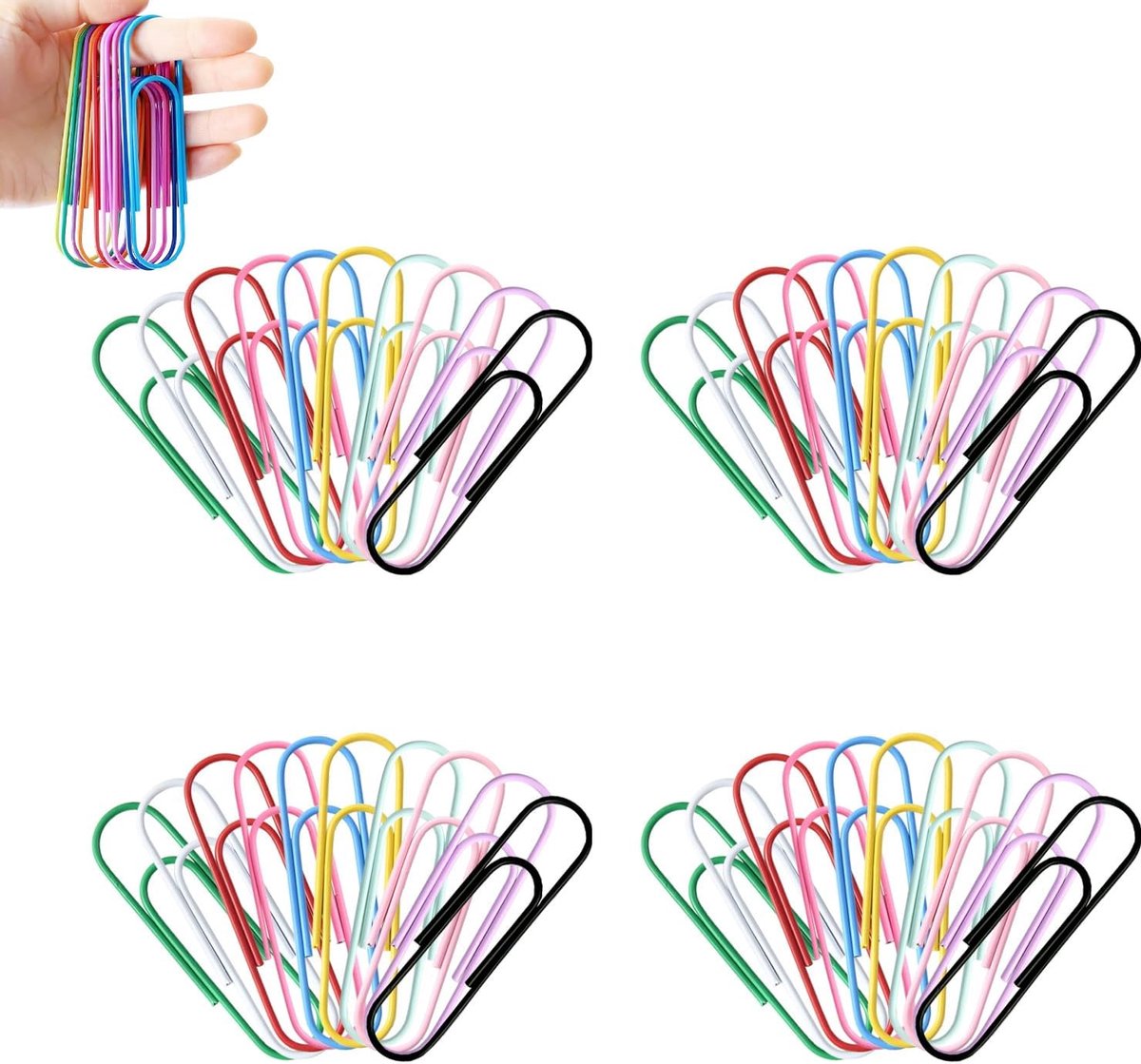 Thijox - Kleurige Jumbo Paperclips 100mm, Pack van 40 Vinyl Gecoate Paperclips voor Organisatie, School, Kantoor en Thuisgebruik