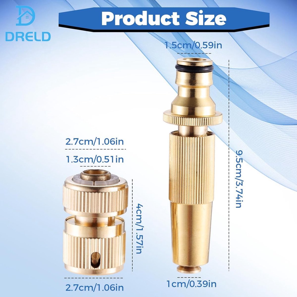 Thijox - 2 stuks Messing Tuinslang Sproeiset - Verstelbare Hogedruk Sproeier met Snelaansluiting voor 13 mm (1/2 inch) - Ideaal voor Tuinirrigatie