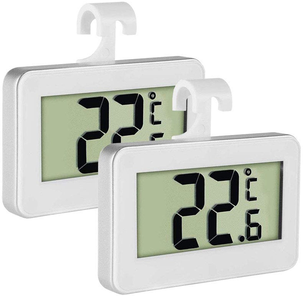 Thijox - Kühlschrank Thermometer - LCD-Digitaal Thermometer voor Koelkast en Vriezer - Temperatuurbereik -20 tot 60 °C - 2er-Pack met Grote LCD-Displa