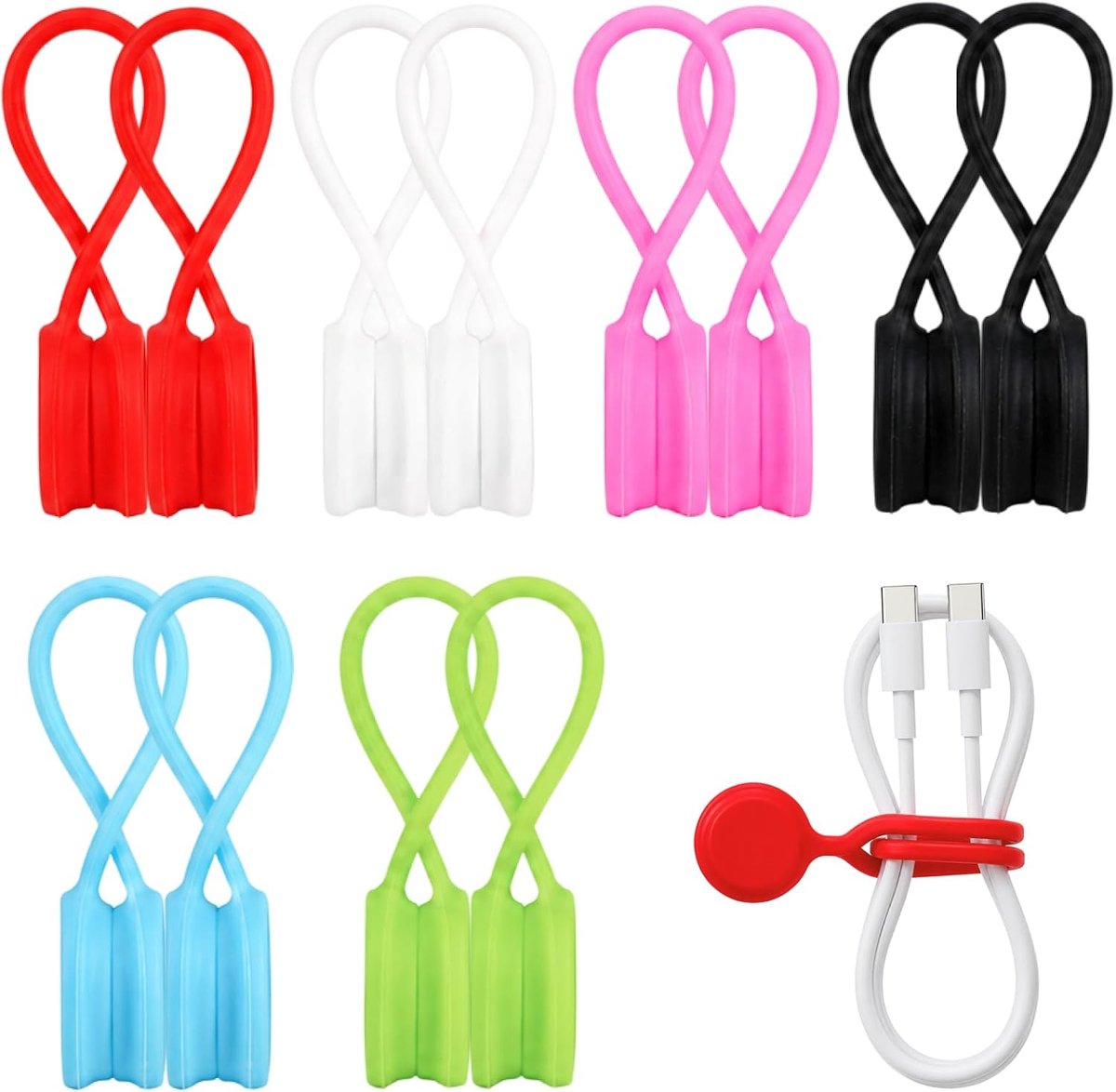Magnetische kabelbinders 12 stuks - siliconen organizer - multifunctioneel kabelbeheer - ShopVlot