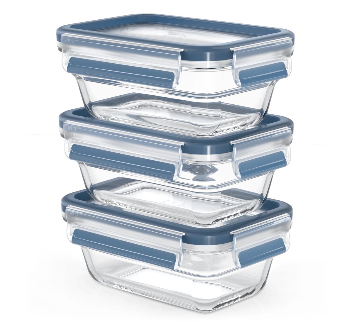 Tefal MasterSeal Glass - 3-delige Glazen Vershoudbakjes 0,45L - 100% Lekvrij - Ovenbestendig tot 420°C - Vriesbestendig tot -40°C