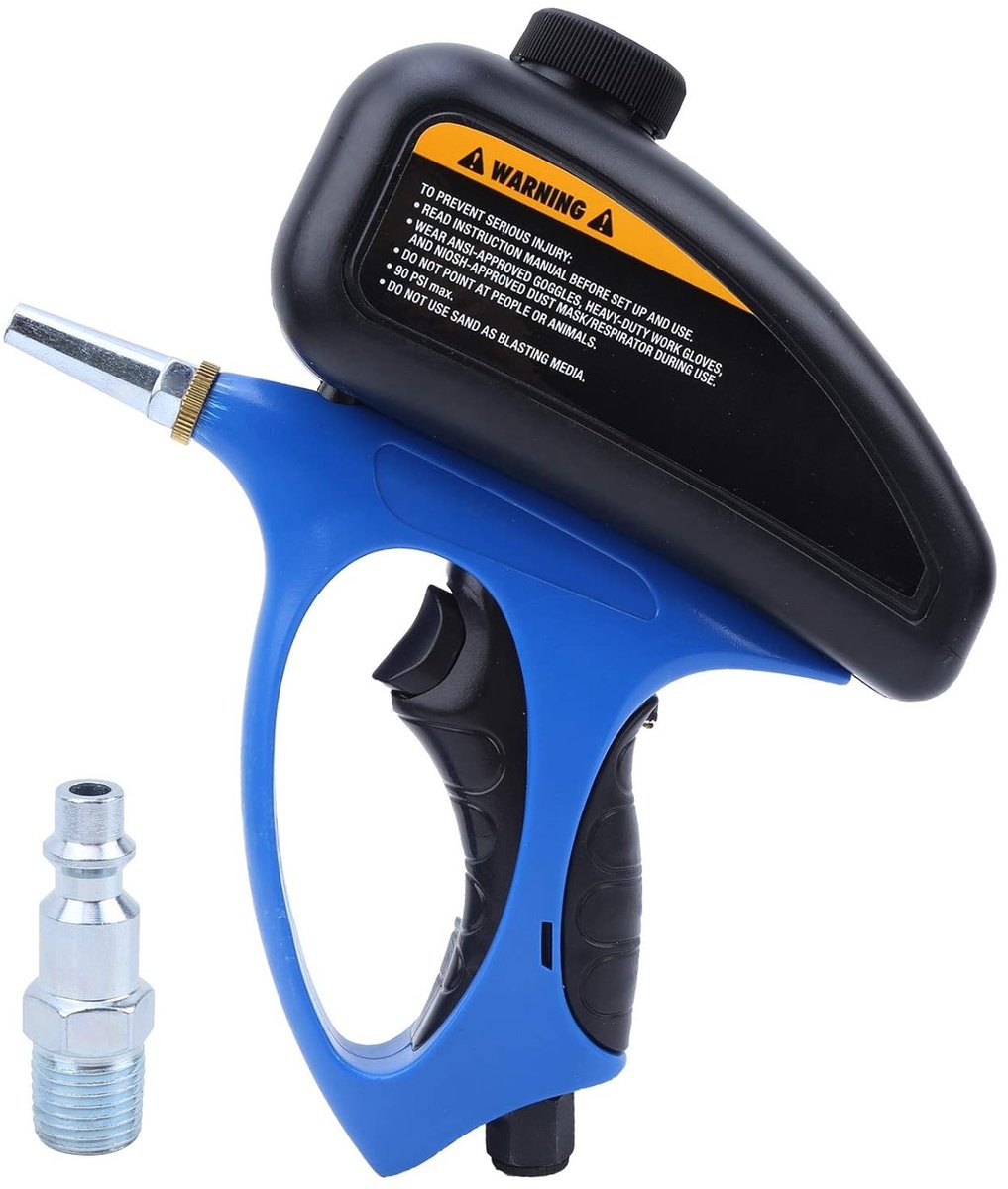 Pneumatische zandstraalpistool met kleine nozzle voor glas en anti-roest toepassingen - 23 x 18 x 9 cm