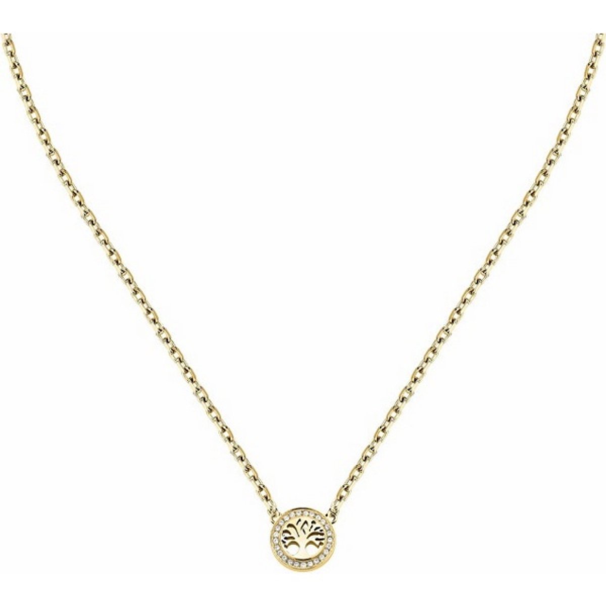 MORELLATO TALISMANI SAQE47 GOLD-PLATED LEVENSBOOM KETTING MET KRISTALLEN 1 STUK