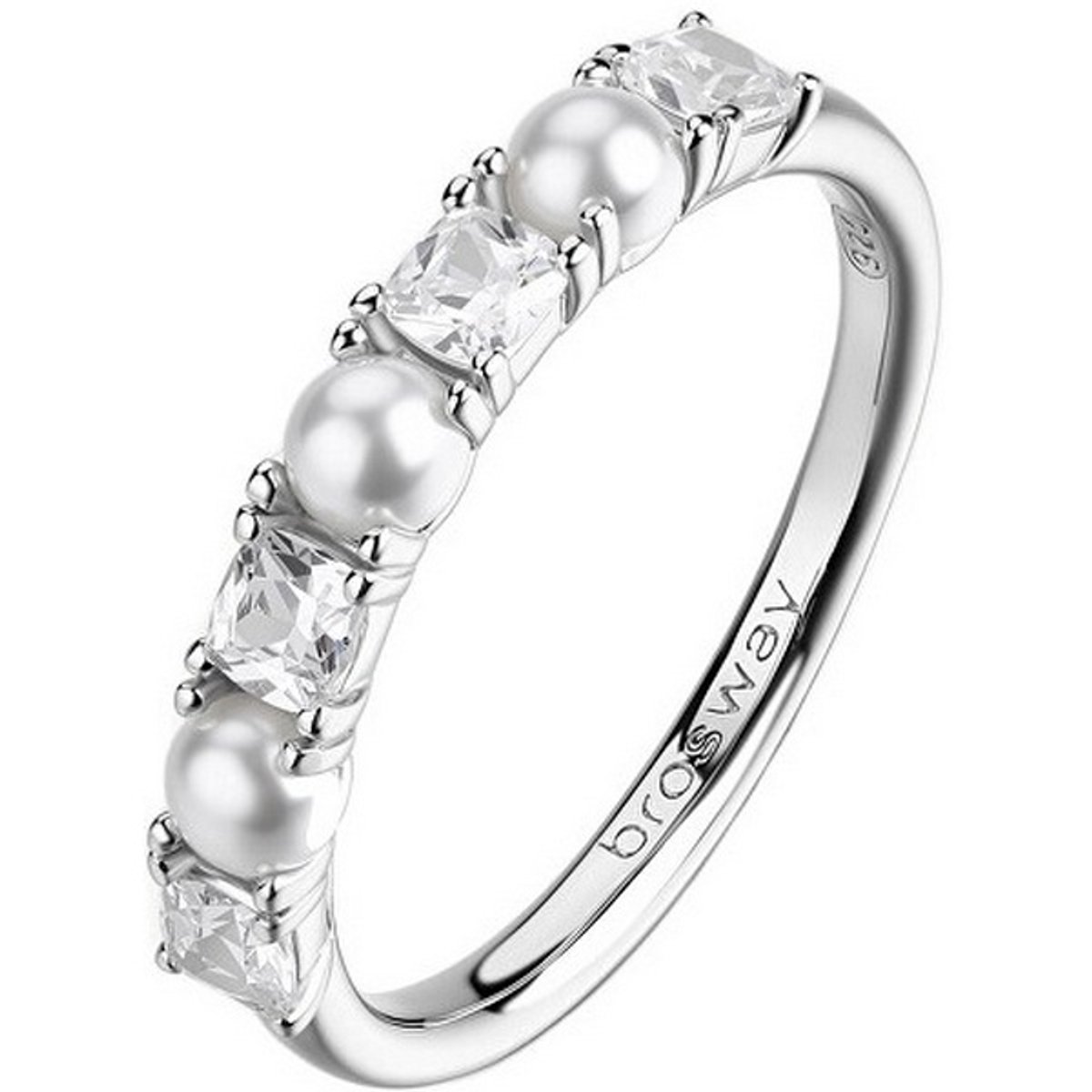 BROSWAY FANCY FIW178 - 54 MM - ZILVEREN RING MET ZIRKONIA'S EN PARELS 1 STUK
