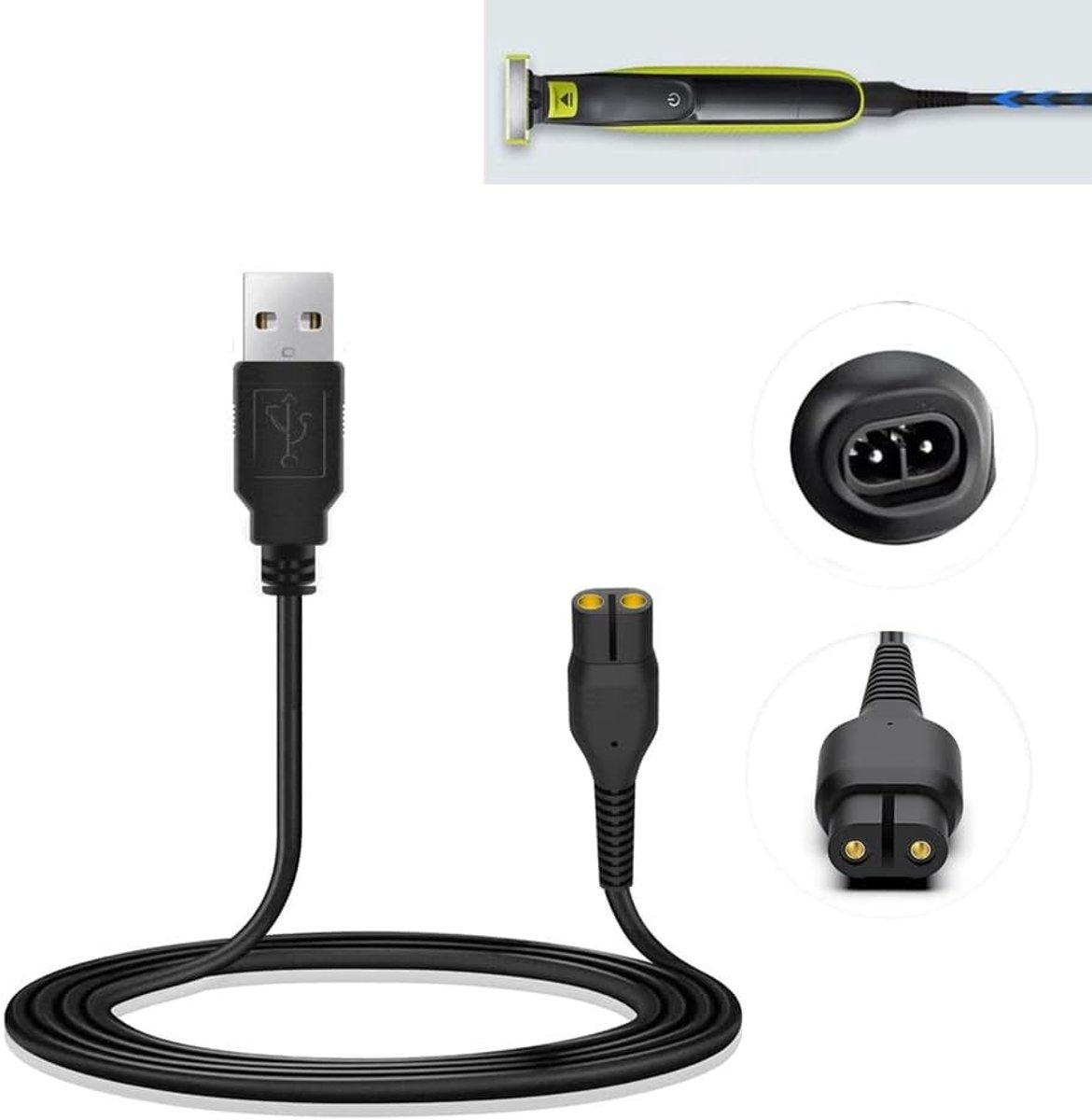 USB Oplaadkabel 4.3 V, Vervangende Stroomkabel voor Scheerapparaten, Geschikt voor Oplaadbare Trimmers en Scheerapparaten, Ideaal voor Thuisgebruik en Reizen