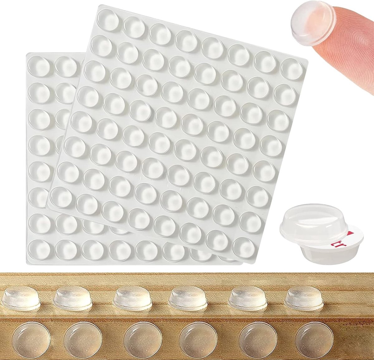 Transparante Zelfklevende Geluidsdempers voor Meubels - 128 Stuks Elastische Buffer Pads voor Deuren en Kasten, Antivibratie en Bescherming tegen Krassen