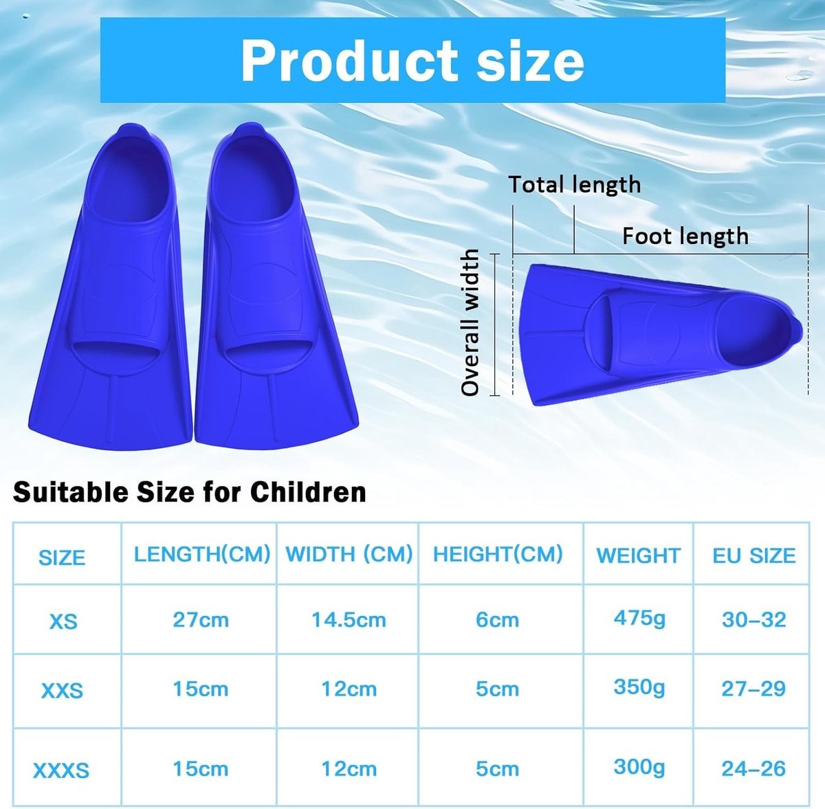 Comfortabele Siliconeschoen voor Kinderen, Korte Fins voor Snorkelen, Zwemtraining en Waterplezier
