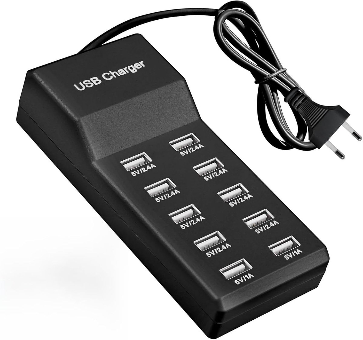 Thijox - 10-poorts USB-oplader 50W - Multi-poort USB-laadstation met snel opladen voor mobiele telefoons, tablets, spelconsoles - EU-stekker - 5V hub