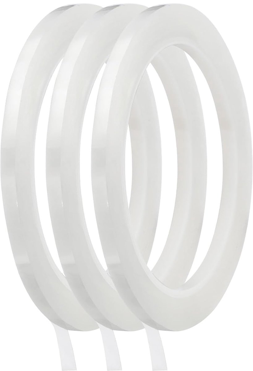 Thijox - 3 Rollen Transparante PET Plakstrips 5 mm x 66 m, Fijne Lijnen, Waterdichte Markeringstape voor Kantoor en Huishouden, Ideaal voor Whiteboard
