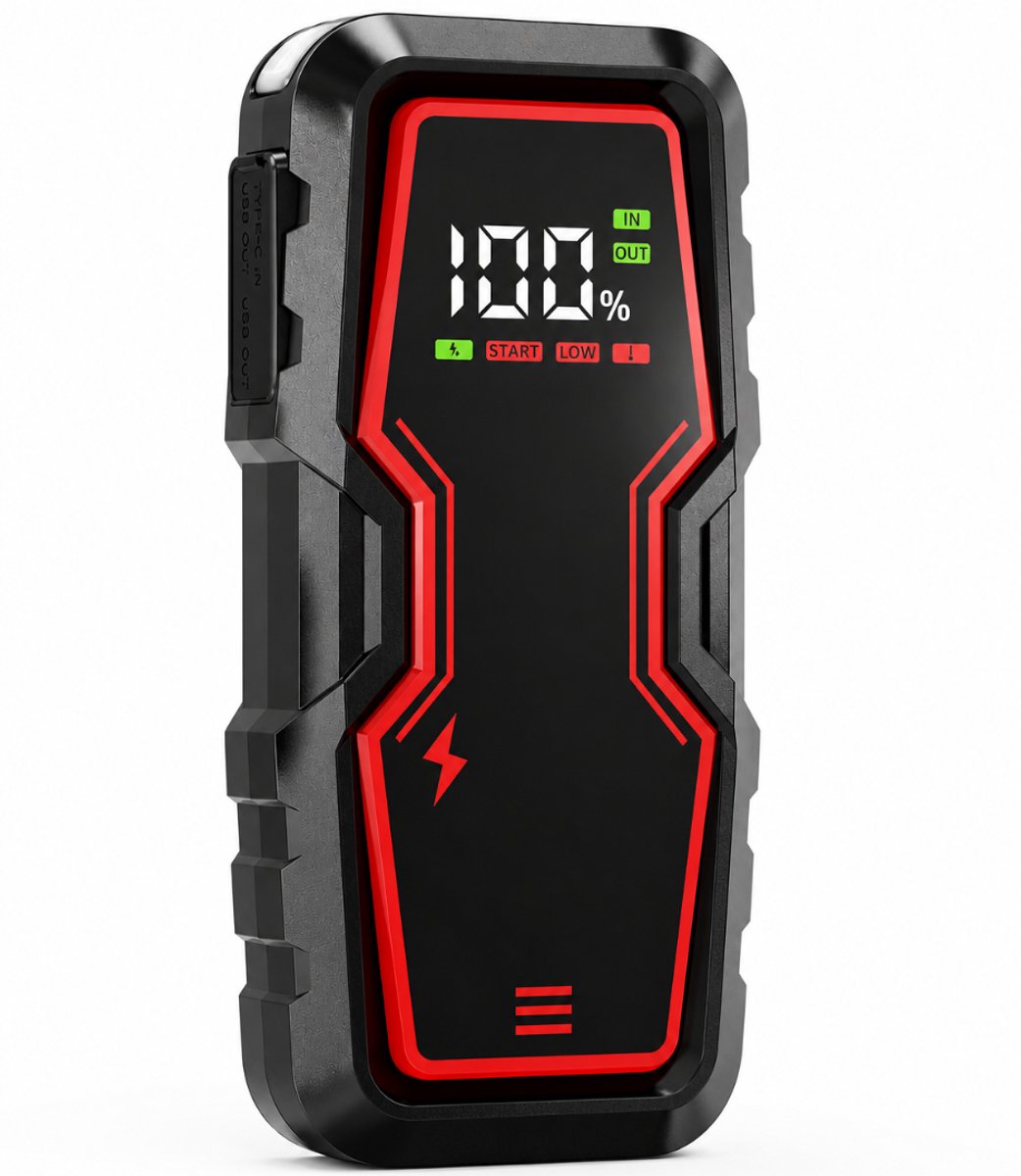 KIRA® Jumpstarter Voor Auto - Auto Startkabel - 12V Startkabel Accupack - Zwart/Rood - ‎ 27cm x 24cm x 7cm