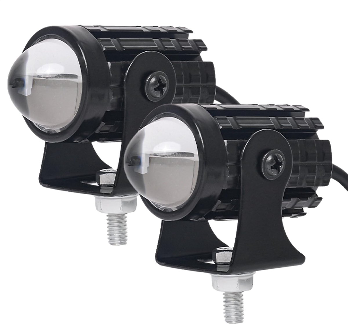 LED schijnwerper - 2 stuks geel-wit verstelbaar 12V-85V universeel lamp voor motor en scooter grootlichtverlichting