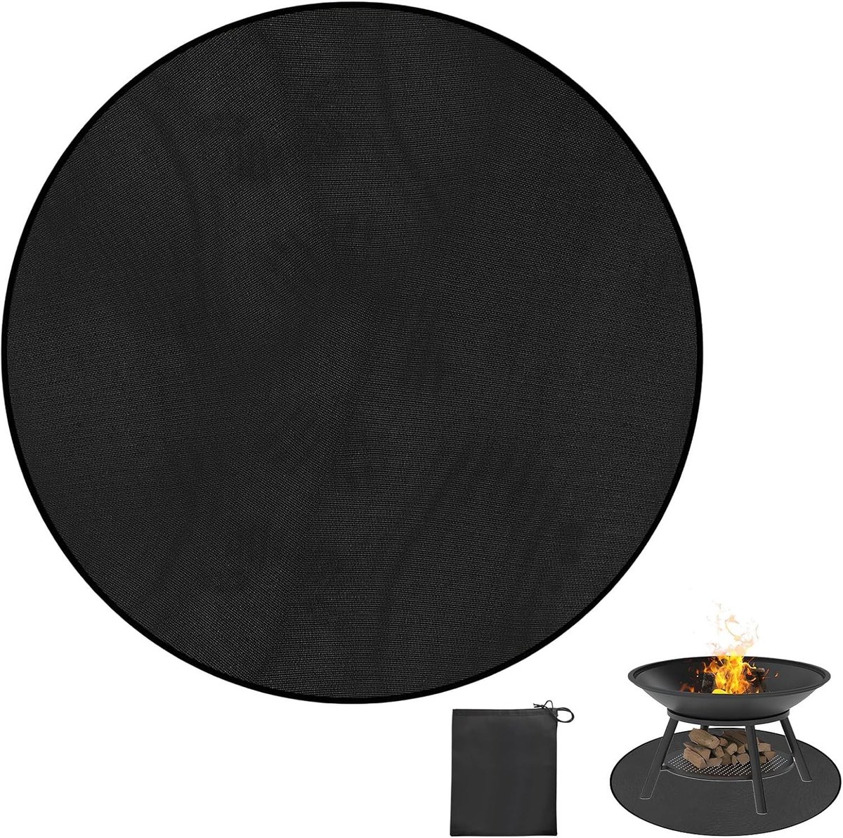 Ronde vuurplaats mat, waterdicht en hittebestendig, bescherming tegen vlammen, 61 x 61 cm, veilig buitengebruik