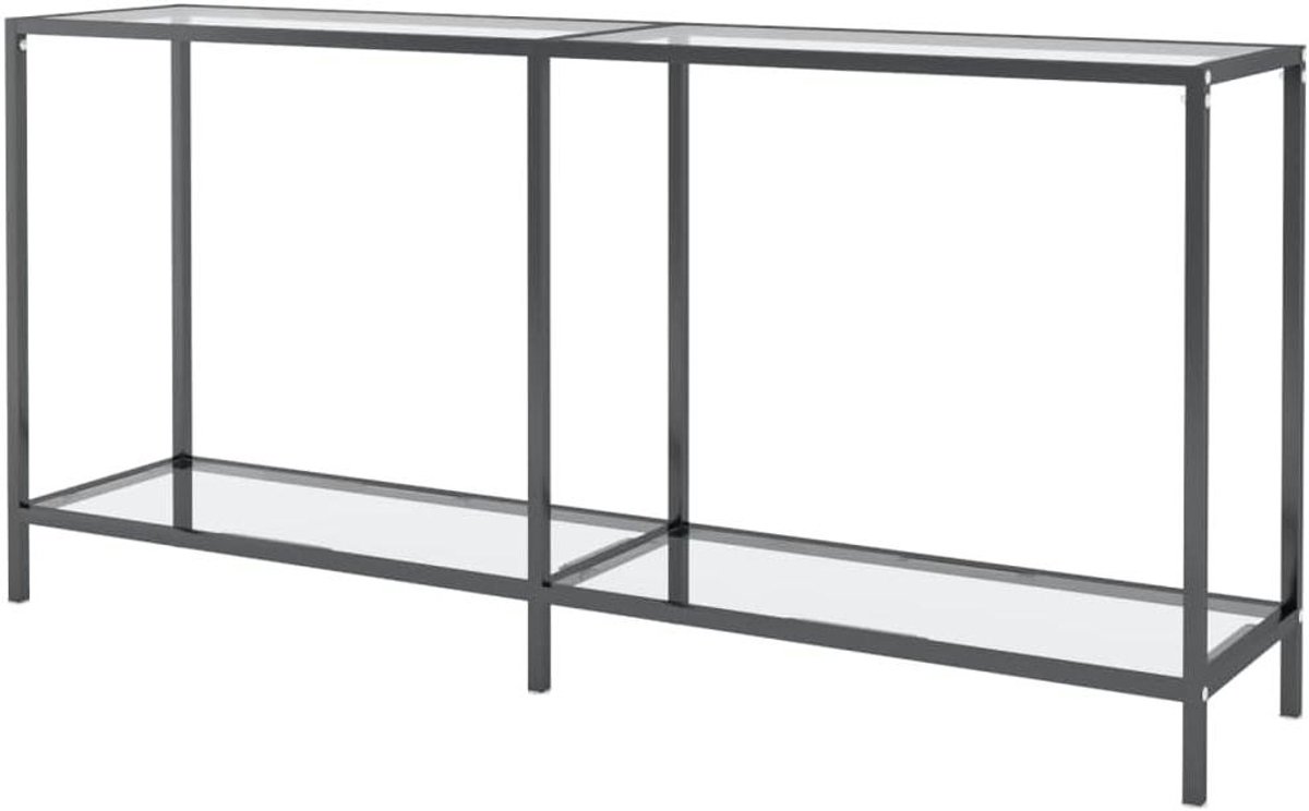 Wandtafel Glas - Bijzettafel Gangtafel - Woonruimte Inrichten - Met Opbergvak - 160x35x755 cm - Transparant