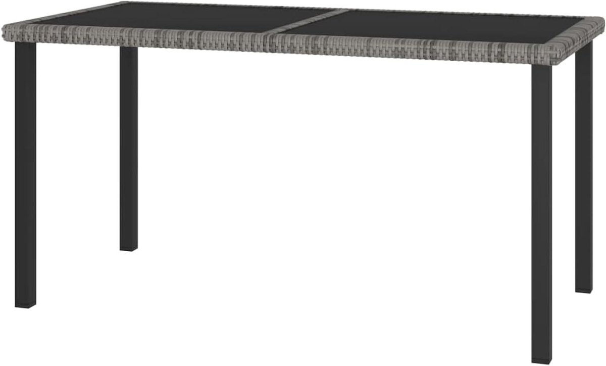 Tuineettafel - Terrastafel Balkontafel - Buiten Eten - Gehard Glazen Tafelblad - 140 x 70 x 73 cm - Grijs