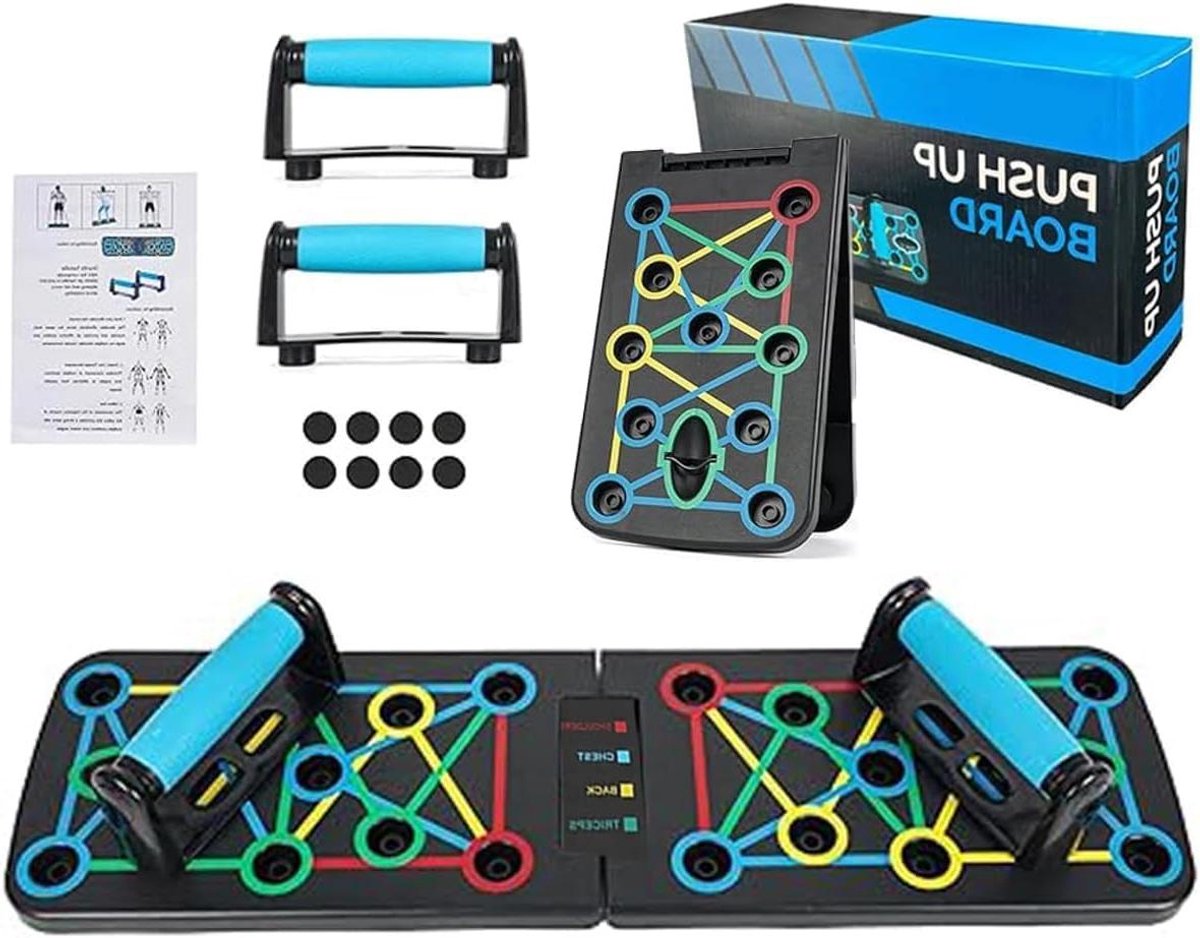 Push Up Board - Fitness Tool - Spier Training - 17-in-1 Functies - Tot 150 kg - Zwart