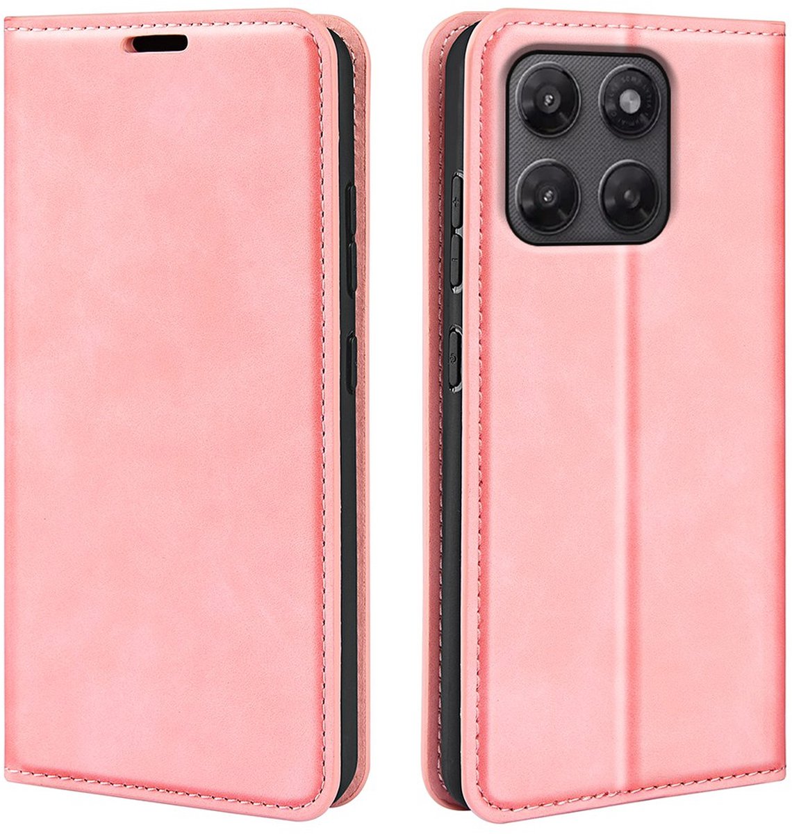MobyDefend Hoesje - Geschikt voor Motorola Moto G37 / G47 - Luxe Wallet Bookcase (Magnetische Sluiting) - Roze