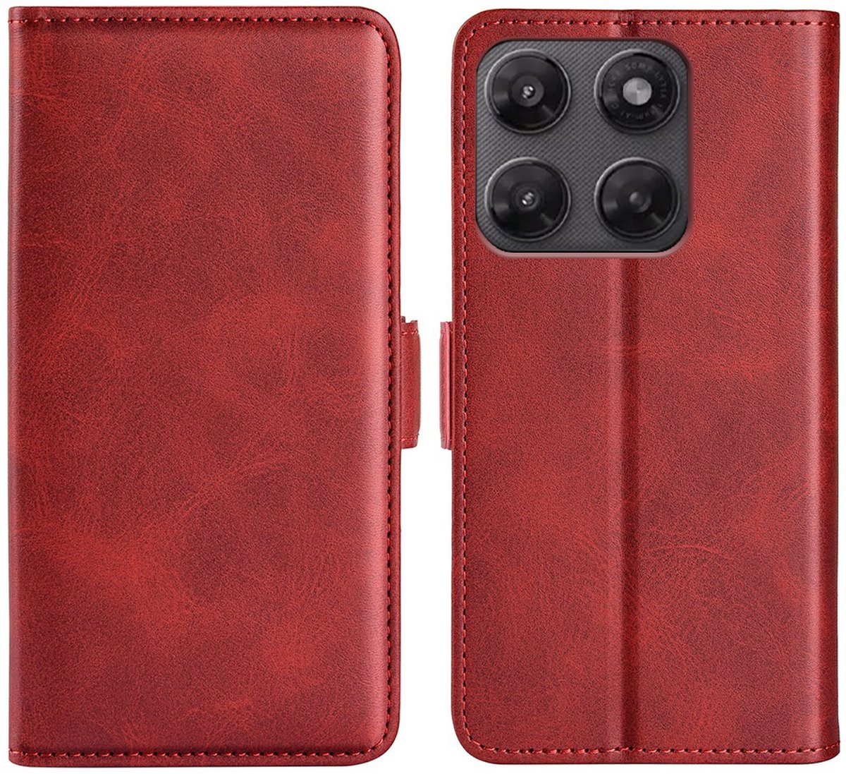 MobyDefend Hoesje - Geschikt voor Motorola Moto G37 / G47 - Luxe Wallet Book Case (Sluiting Zijkant) - Rood