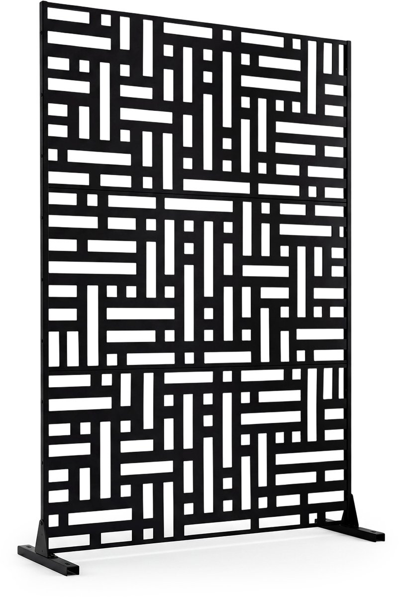 COSTWAY Privacy Scherm Tuin, Ruimteverdeler Scheidingswand Vrijstaand, 121 x 183 cm | Balkon Privacy Scherm Weerbestendig, Scheidingswand van Gegalvaniseerd Staal, Paravent Buiten met Statief, Balkon Terras, Geometrisch