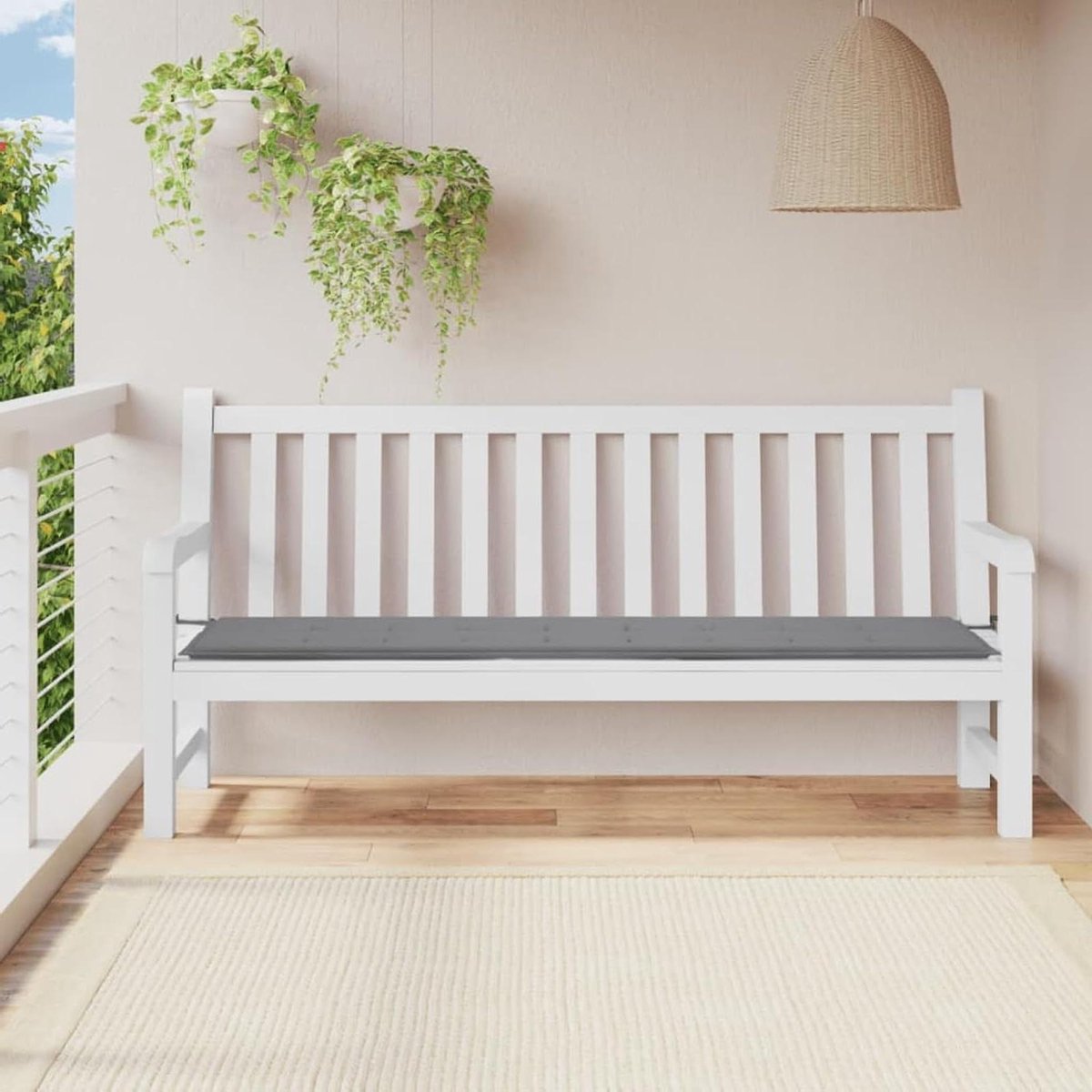 Tuinbank Kussen - Buiten Kussen - Comfort Verhogend - Universeel Design - 200 x 50 cm - Grijs