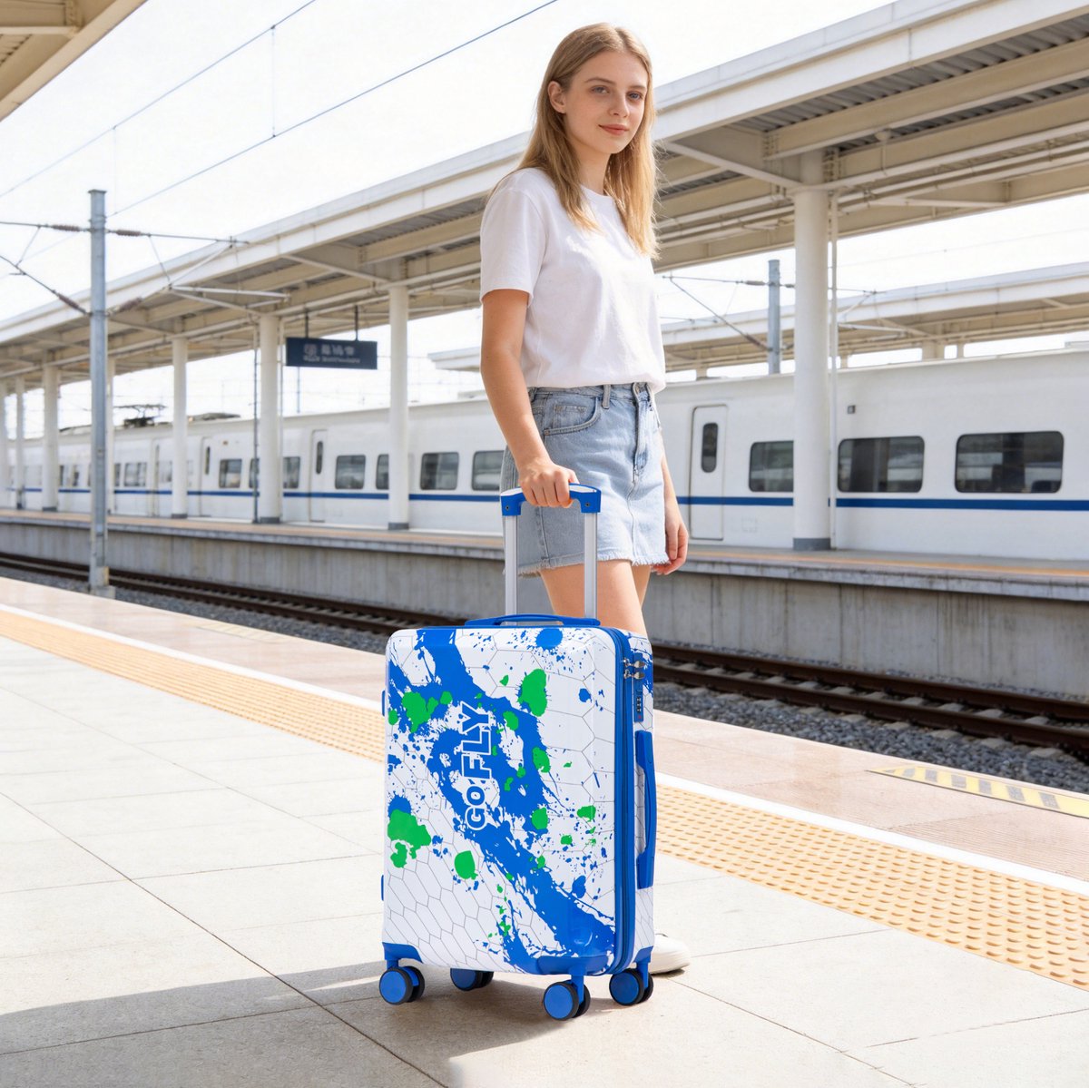MIVRAY Reiskoffer – 20 Inch Handbagage Met Cijferslot – 39 x 23,5 x 56 cm – Polycarbonaat – Blauw – Met Spinnerwielen En Waterbestendige Hardcase
