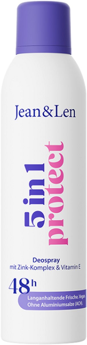 Jean & Len Deodorant Spray 5-in-1 Protect 150 ml - vegan, dierproefvrij, zonder aluminiumzouten, zonder parabenen, zonder microplastics