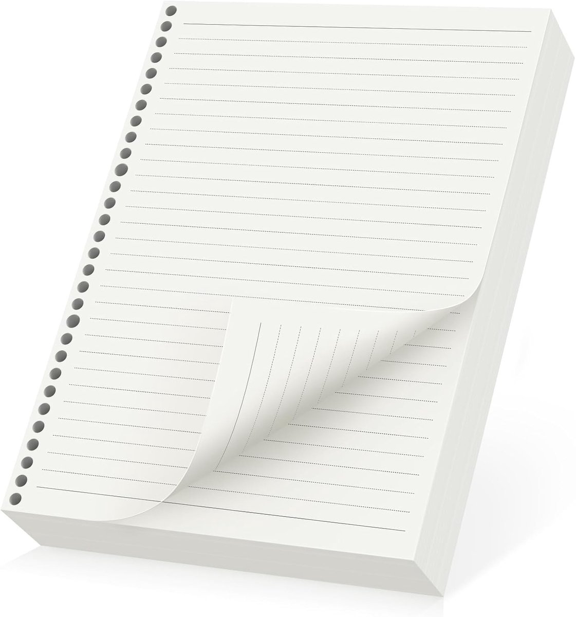 A4 Lined Refill Papier - 90 Vellen Losse Bladen voor Ringband - 100 g/m² - Perfect voor Notitieboeken en Organizers met 30 Perforaties