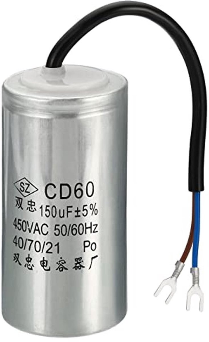 CD60 Condensator, 150 uF 450 V AC, 2 Draden, 5% Tolerantie, 50/60 Hz, Motorstartcondensator voor Luchtcompressor, Startfunctie